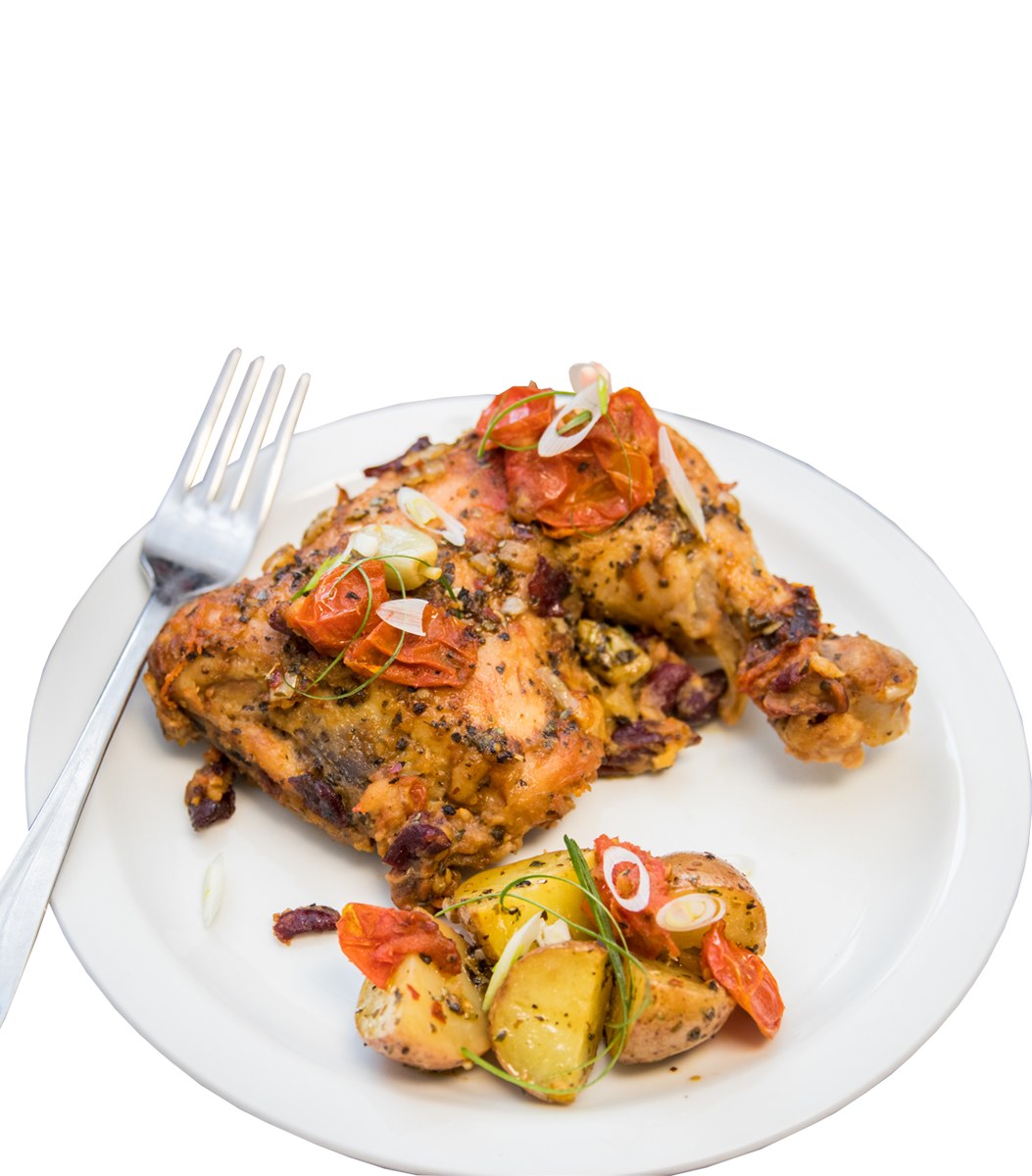 Lemon Garlic Chicken Protein Plate, prepared by a Nutrics kitchen partner